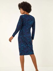 Roman Blue Animal Print Chain Detail Dress - Image 3 of 5