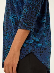 Roman Blue Animal Print Stretch Jersey T-Shirt - Image 5 of 5