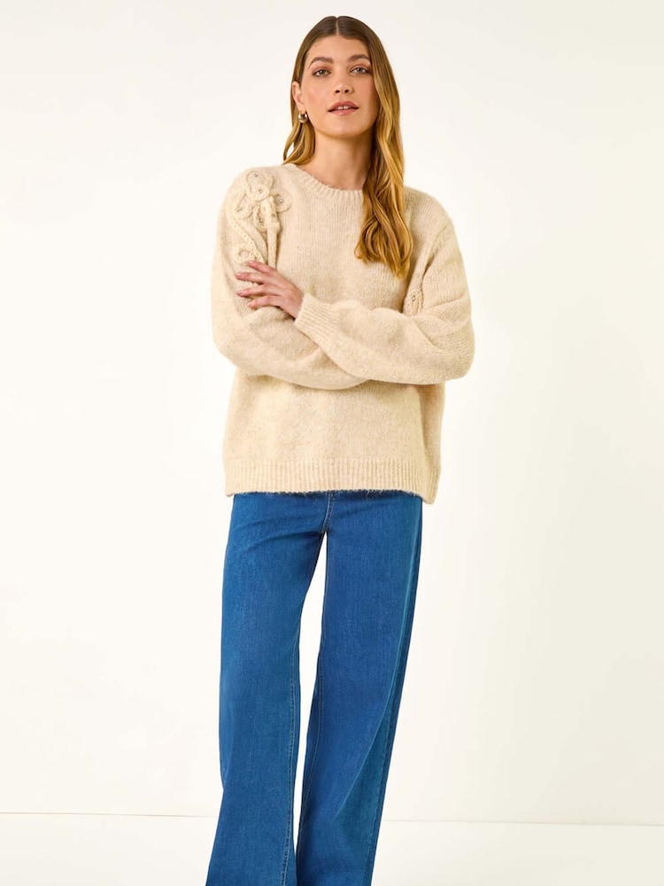 Roman Cream Floral Cornelli Knit Jumper - Image 2 of 5 Roman Cream Floral Cornelli Knit Jumper - Image 2 of 5