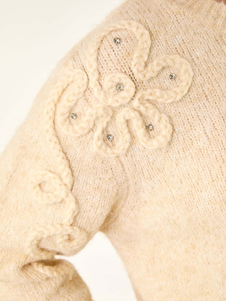 Roman Cream Floral Cornelli Knit Jumper - Image 5 of 5 Roman Cream Floral Cornelli Knit Jumper - Image 5 of 5