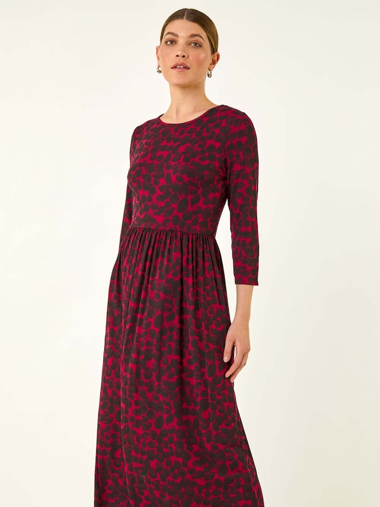Roman Red Abstract Spot Stretch Midi Dress - Image 2 of 5 Roman Red Abstract Spot Stretch Midi Dress - Image 2 of 5