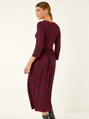 Roman Red Abstract Spot Stretch Midi Dress - Image 3 of 5