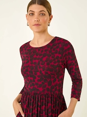 Roman Red Abstract Spot Stretch Midi Dress - Image 4 of 5
