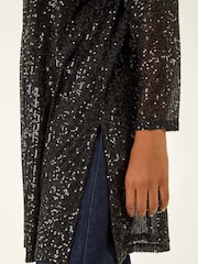 Roman Black Sequin Longline Kimono Blouse - Image 5 of 5