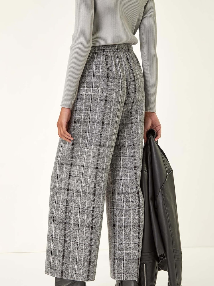 Roman Grey Belted Check Culotte Trousers - Image 2 of 5 Roman Grey Belted Check Culotte Trousers - Image 2 of 5