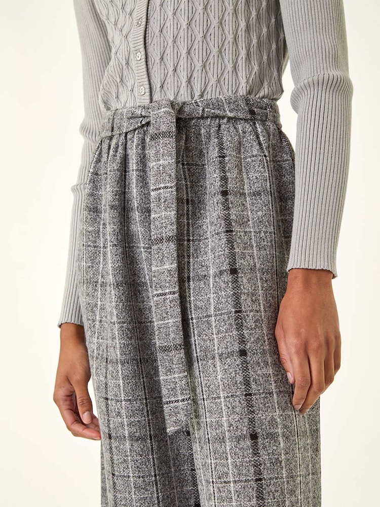 Roman Grey Belted Check Culotte Trousers - Image 5 of 5 Roman Grey Belted Check Culotte Trousers - Image 5 of 5