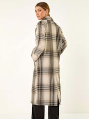 Roman White Check Print Longline Coat - Image 2 of 5