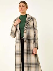 Roman White Check Print Longline Coat - Image 3 of 5