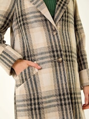 Roman White Check Print Longline Coat - Image 4 of 5