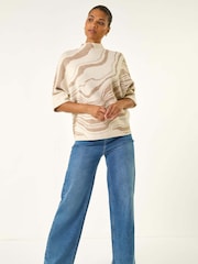 Roman Natural Marble High Neck Knit Jumper - Image 2 of 5