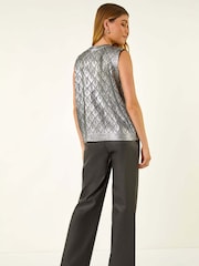 Roman Black Metallic Knit Vest - Image 2 of 5