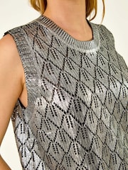 Roman Black Metallic Knit Vest - Image 5 of 5