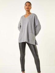 Roman Grey Hotfix Pocket Knit Jumper - Image 1 of 5