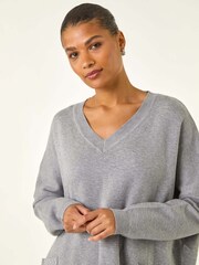 Roman Grey Hotfix Pocket Knit Jumper - Image 3 of 5