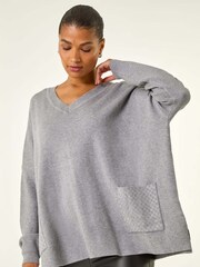 Roman Grey Hotfix Pocket Knit Jumper - Image 4 of 5