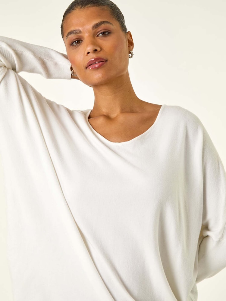 Roman White Lace Back V-Neck Poncho - Image 5 of 5 Roman White Lace Back V-Neck Poncho - Image 5 of 5