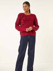 Roman Red Chunky Floral Knit Jumper - Image 1 of 5