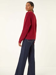 Roman Red Chunky Floral Knit Jumper - Image 2 of 5