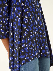 Roman Blue Speckled Print Stretch Tunic Top - Image 5 of 5
