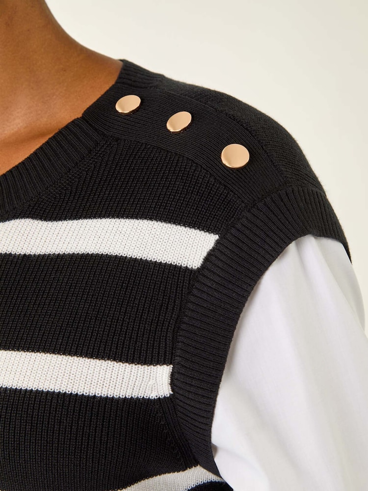Roman Black Striped Shirt Knit Dress - Image 5 of 5
