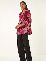 Roman Red Animal Puff Print Stretch Shirt - Image 1 of 5