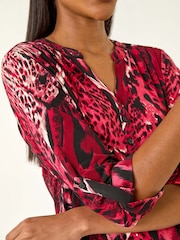 Roman Red Animal Puff Print Stretch Shirt - Image 5 of 5