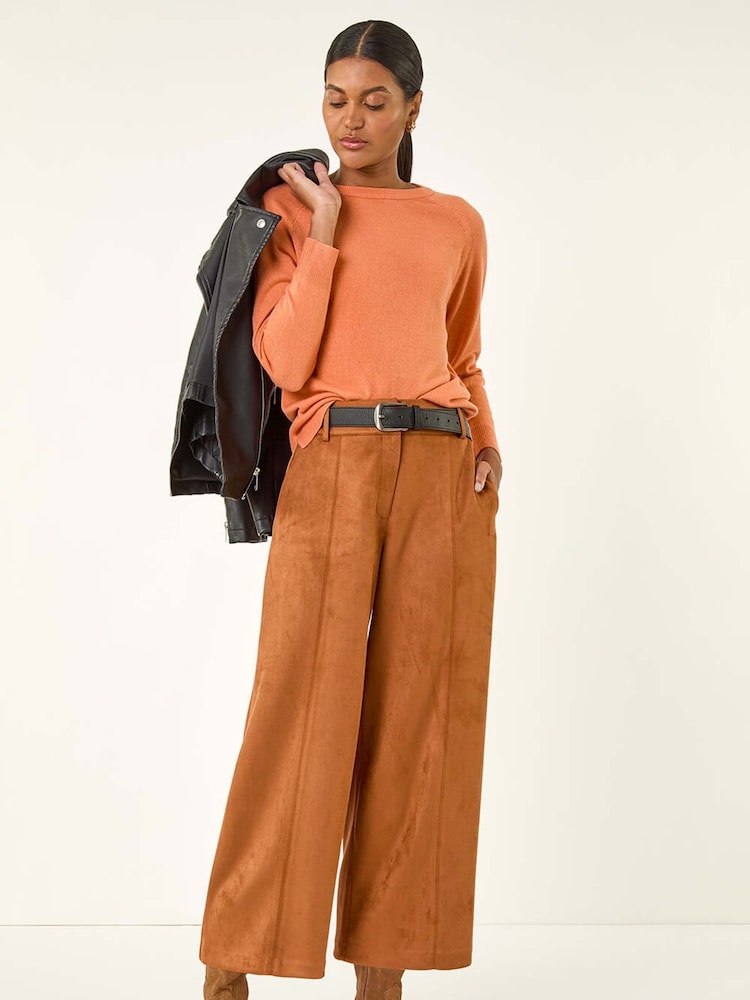 Roman Brown Soft Suedette Culottes - Image 2 of 5