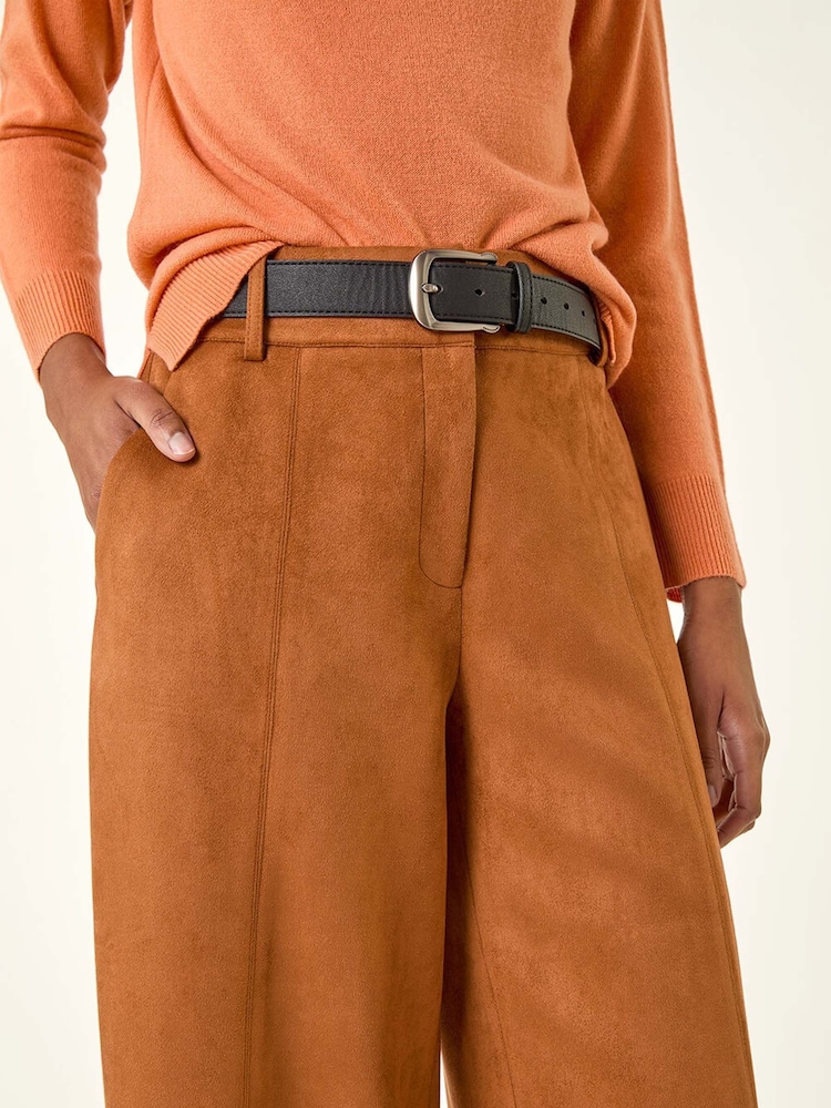 Roman Brown Soft Suedette Culottes - Image 5 of 5