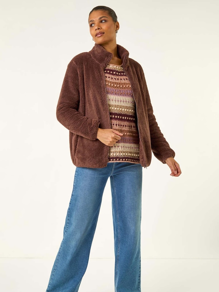 Roman Brown Soft Sherpa Fleece Jacket - Image 1 of 5 Roman Brown Soft Sherpa Fleece Jacket - Image 1 of 5