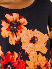 Roman Black Floral Print Knit Jumper - Image 5 of 5
