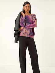 Roman Pink Textured Burnout Print T-Shirt - Image 1 of 5