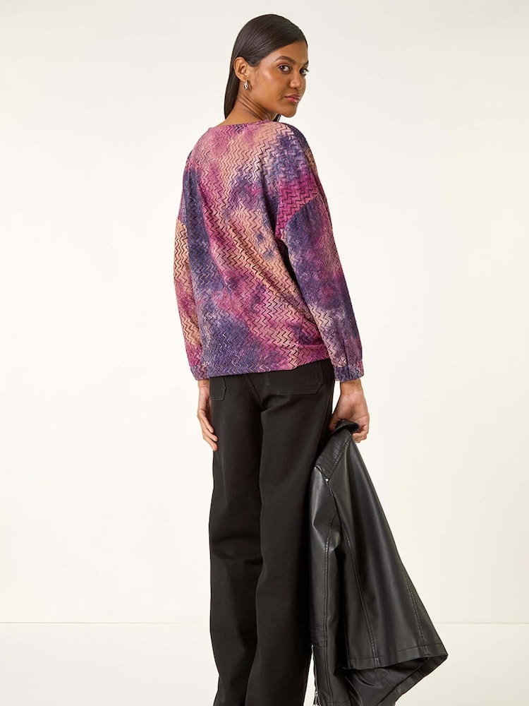 Roman Pink Textured Burnout Print T-Shirt - Image 2 of 5