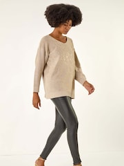 Roman Natural Foil Print Soft Knit Jumper - Image 1 of 5