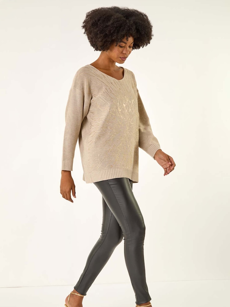 Roman Natural Foil Print Soft Knit Jumper - Image 1 of 5