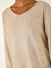 Roman Natural Foil Print Soft Knit Jumper - Image 5 of 5