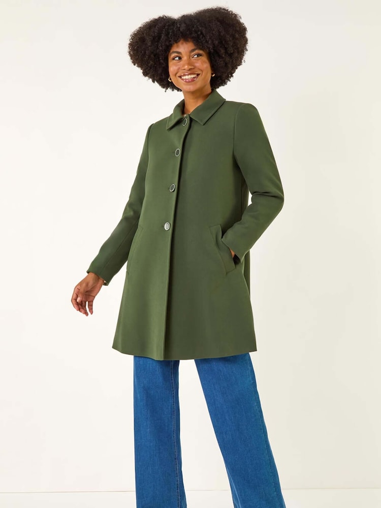 Roman Green Buttoned Swing Coat - Image 2 of 5