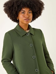 Roman Green Buttoned Swing Coat - Image 4 of 5