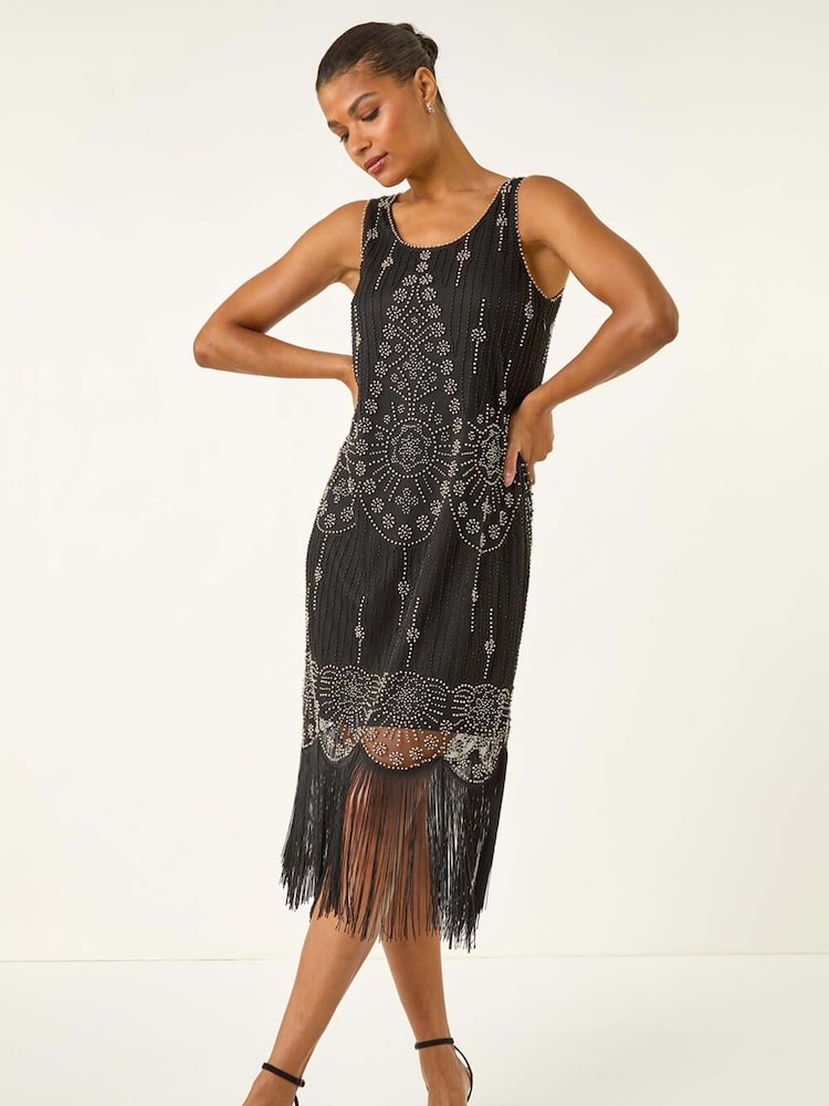 Roman Sequin Fringe Detail Midi Dress - Slika 1 iz 5