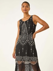 Roman Sequin Fringe Detail Midi Dress - Slika 4 iz 5