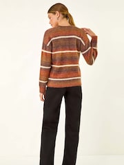 Roman Brown Stripe Fluffy Knit Jumper - Image 4 of 5