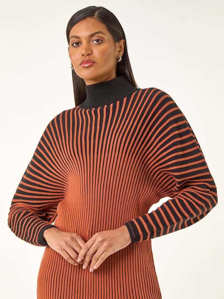 Roman Orange Colourblock Stripe Knit Jumper - Image 1 of 5 Roman Orange Colourblock Stripe Knit Jumper - Image 1 of 5