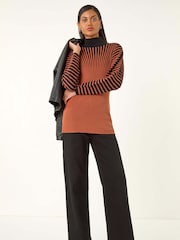 Roman Orange Colourblock Stripe Knit Jumper - Image 3 of 5