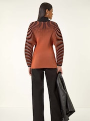 Roman Orange Colourblock Stripe Knit Jumper - Image 4 of 5