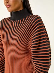Roman Orange Colourblock Stripe Knit Jumper - Image 5 of 5