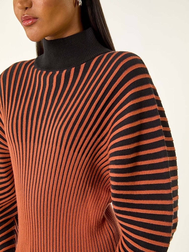 Roman Orange Colourblock Stripe Knit Jumper - Image 5 of 5 Roman Orange Colourblock Stripe Knit Jumper - Image 5 of 5