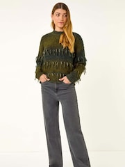 Roman Green Tassel Stripe Crew Neck Jumper - Image 2 of 5