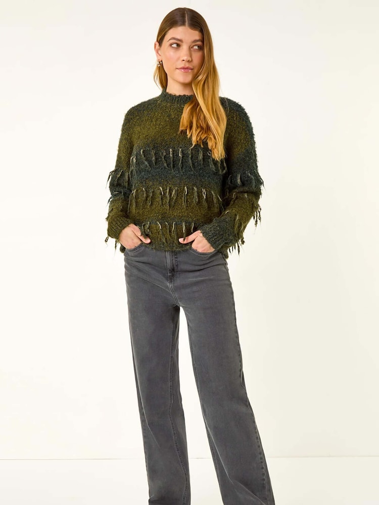 Roman Green Tassel Stripe Crew Neck Jumper - Image 2 of 5