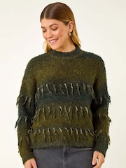Roman Green Tassel Stripe Crew Neck Jumper - Image 4 of 5