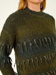 Roman Green Tassel Stripe Crew Neck Jumper - Image 5 of 5