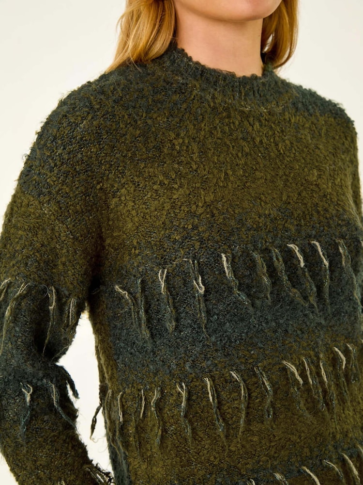 Roman Green Tassel Stripe Crew Neck Jumper - Image 5 of 5